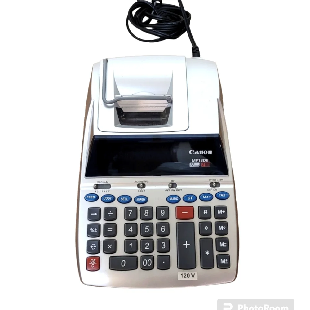 Canon MP18DII Adding Machine 12 Digit 2 Color Print Desktop Printing Calculator